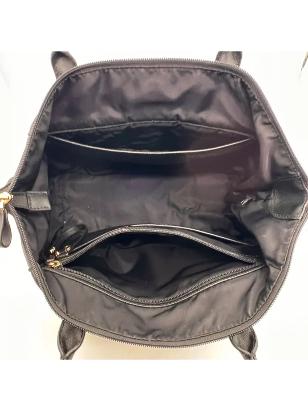 Michael Kors Kelsey Black Medium Nylon Zip Tote Gold Accents & Shoulder Straps